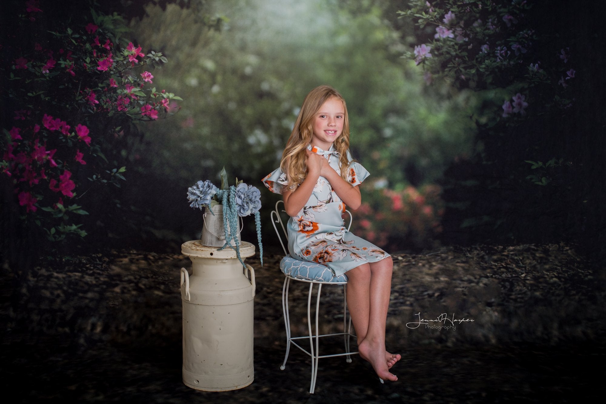 Kate Pink Flower Garden Square Spring Backdrop Designed by Pine Park Collection -UK
