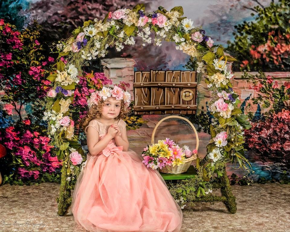 Kate Spring Flowers and Fence Children Backdrop for Photography Designed by JFCC -UK
