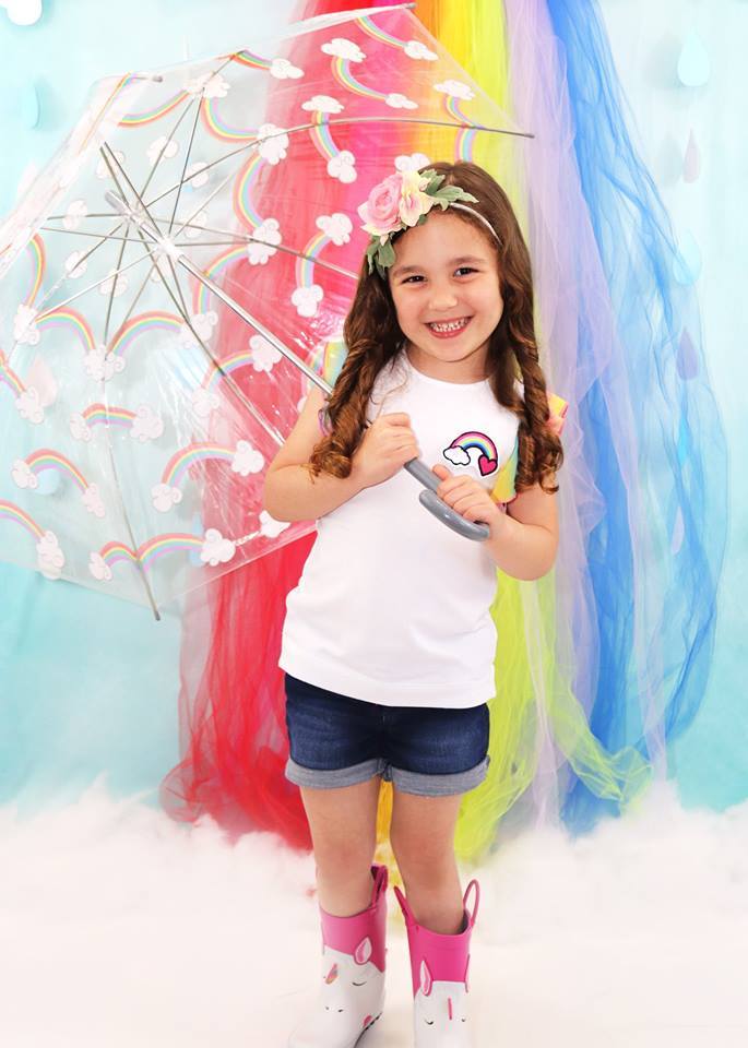 Kate Rainy Summer Rainbow Children Backdrop Designed by Leann West -UK