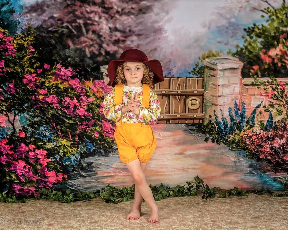 Kate Spring Flowers and Fence Children Backdrop for Photography Designed by JFCC -UK