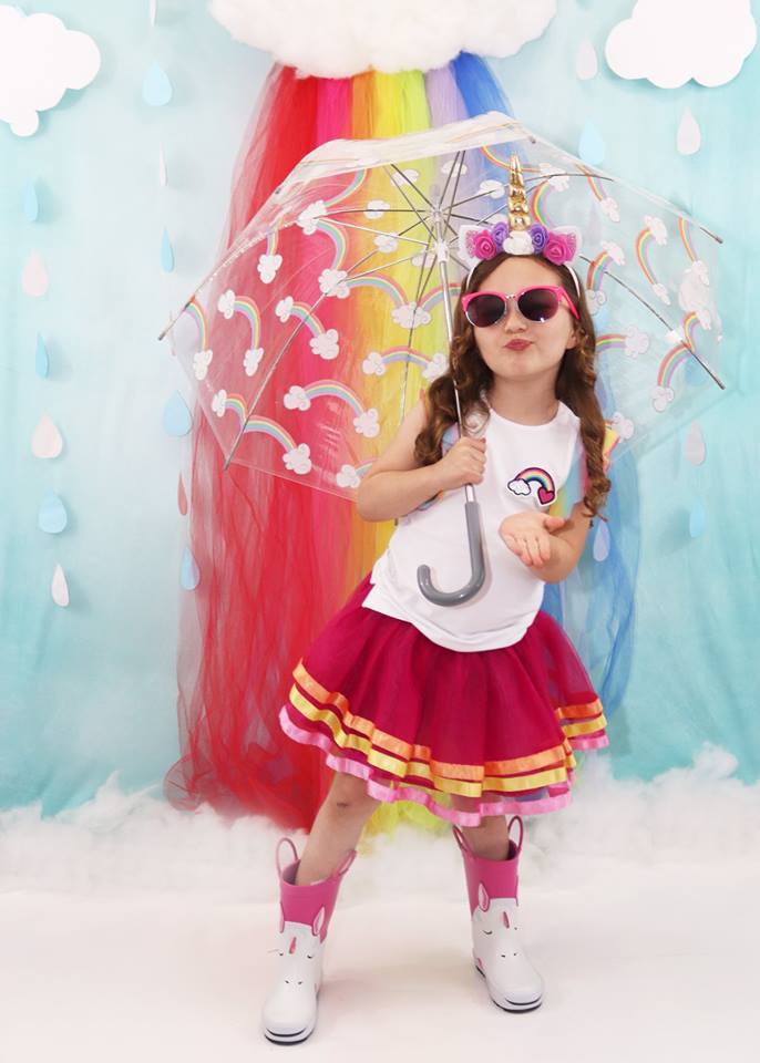 Kate Rainy Summer Rainbow Children Backdrop Designed by Leann West -UK