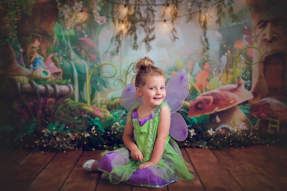 Kate Fairy Tale Colorful Forest Green Mushrooms Backdrops -UK