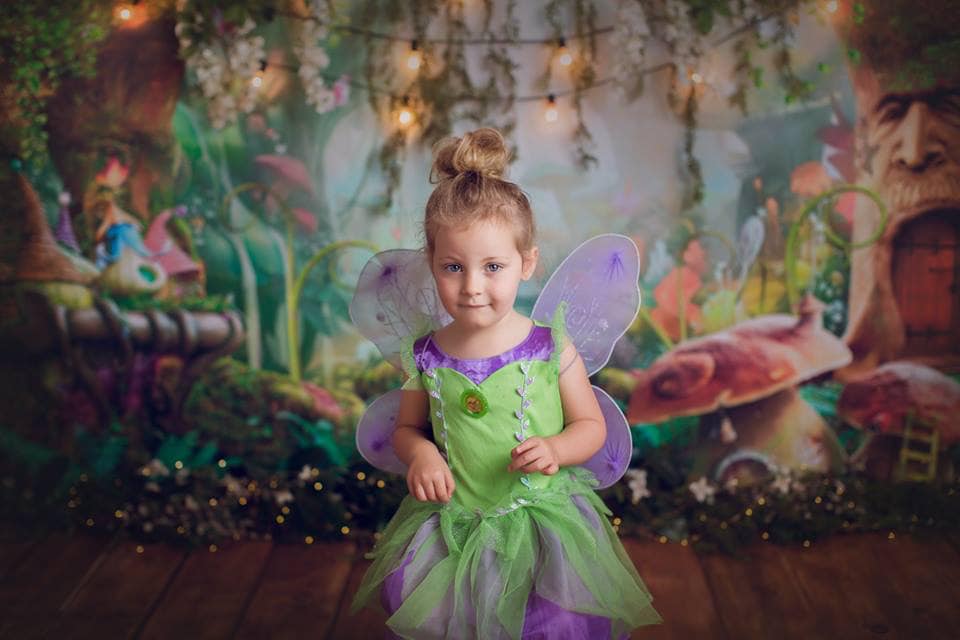 Kate Fairy Tale Colorful Forest Green Mushrooms Backdrops -UK