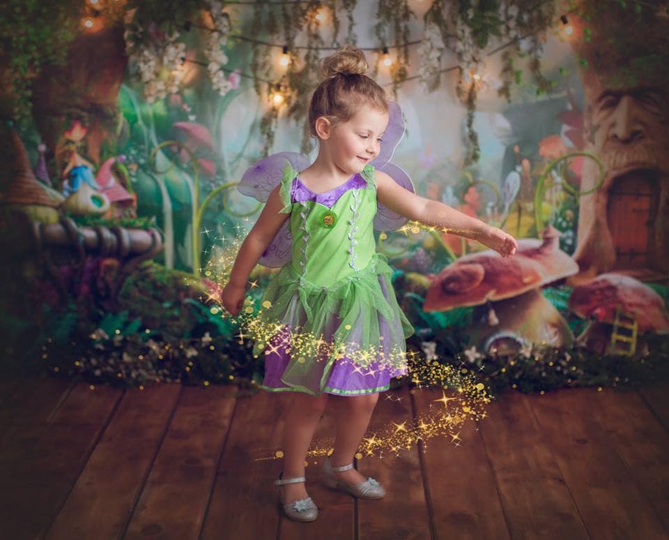 Kate Fairy Tale Colorful Forest Green Mushrooms Backdrops -UK