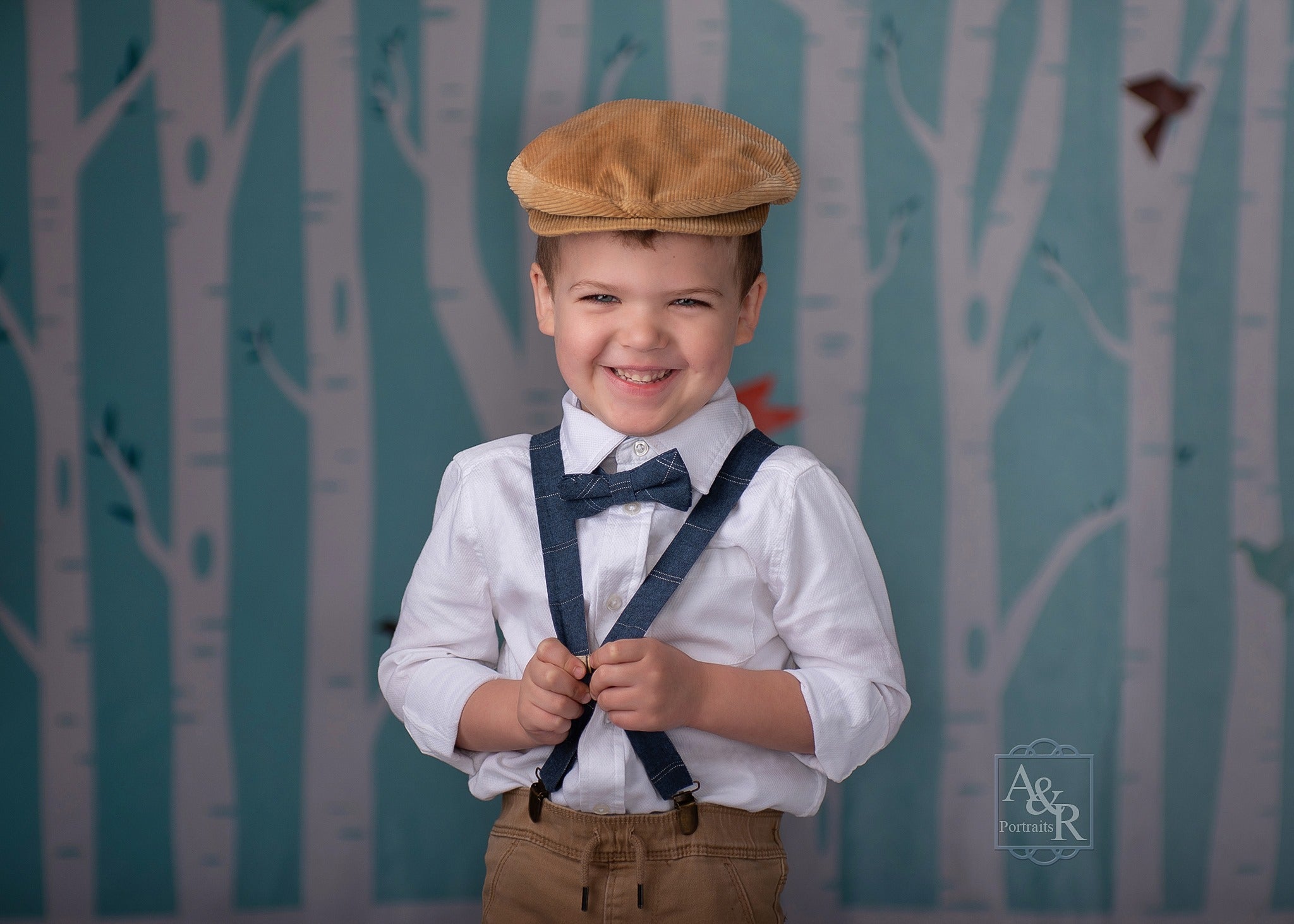 Kate Origami Birds in Birch Forest Backdrop for Photography Designed by Amanda Moffatt -UK