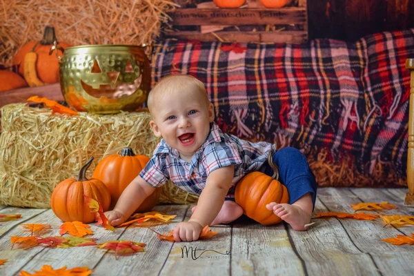 Kate Halloween Pumpkin Haystack Autumn Backdrop for Photograpy -UK