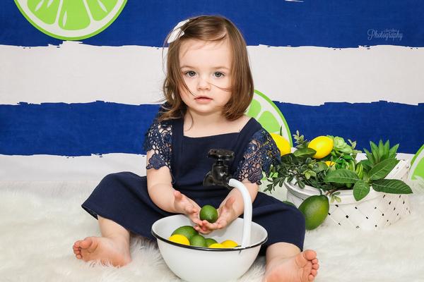 Kate Lemons Blue and White Stripe Backdrop for Photography Summer Holiday Children