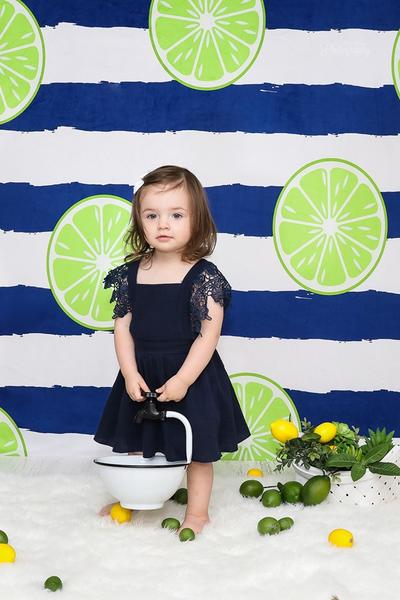 Kate Lemons Blue and White Stripe Backdrop for Photography Summer Holiday Children -UK