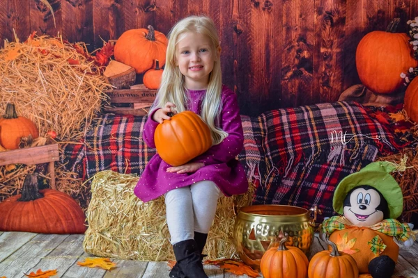 Kate Halloween Pumpkin Haystack Autumn Backdrop for Photograpy -UK