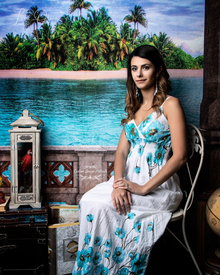 Kate Retro Building Island Backdrop for Summer Photography -UK