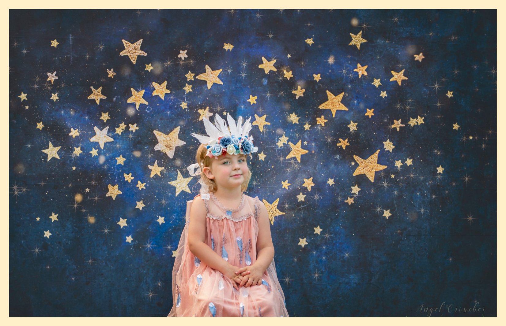Kate Night Sky Gold Stars Backdrop Designed by Mandy Ringe Photography -UK
