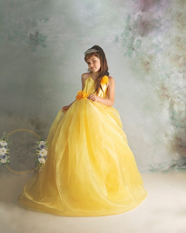 Kate Fine Art Watercolors Green Flowers Abstract Backdrop designed by Veronika Gant -UK