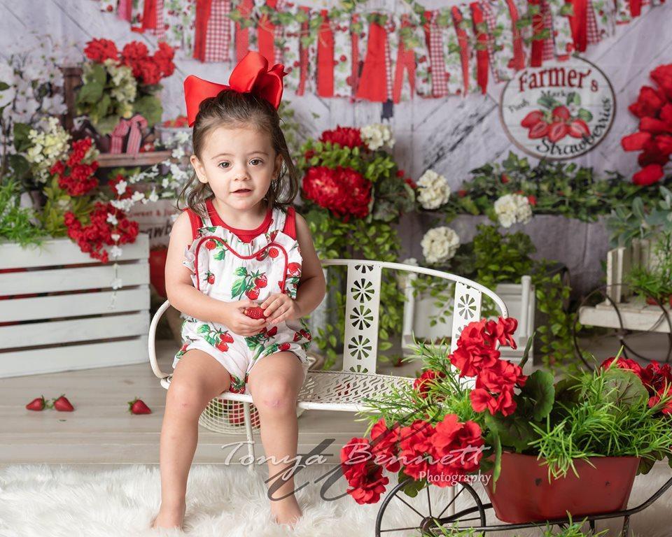 Kate Summer Strawberry White Wooden Board Birthday Backdrop -UK