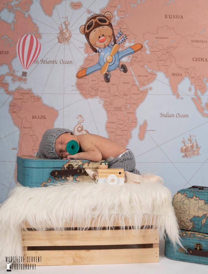 Kate Travel Around the World Pilot Children Backdrop for Photography Designed by JFCC -UK