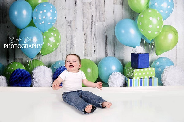 Kate Blue and Lime Green Birthday Children Backdrop Designed by Mandy Ringe Photography -UK