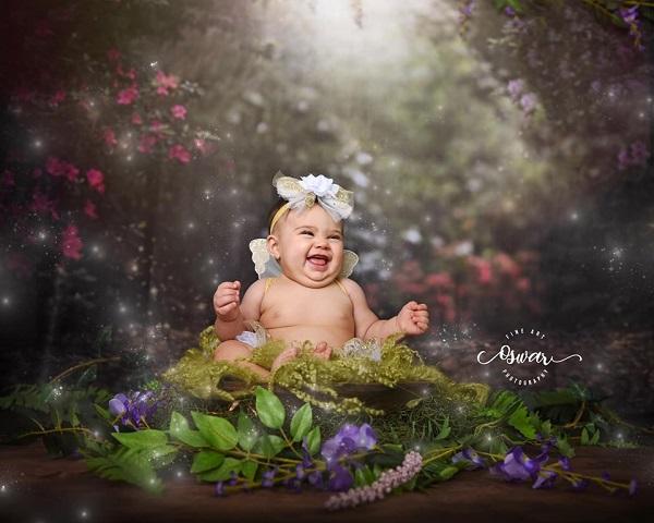 Kate Pink Flower Garden Fairy Lights spring Backdrop Designed by Pine Park Collection -UK