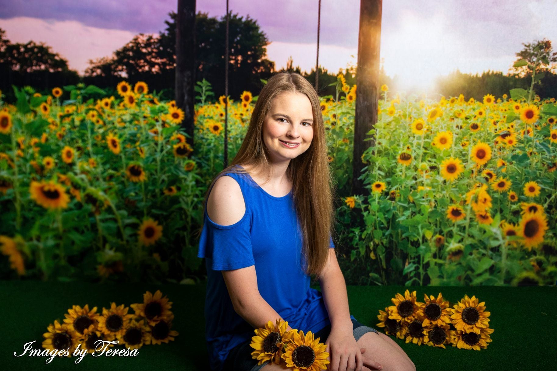 Kate Summer Sunflower Swing Backdrop Designed by Pine Park Collection -UK