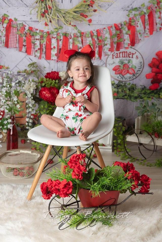 Kate Summer Strawberry White Wooden Board Birthday Backdrop -UK