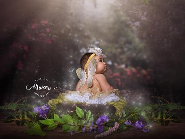 Kate Pink Flower Garden Fairy Lights spring Backdrop Designed by Pine Park Collection -UK