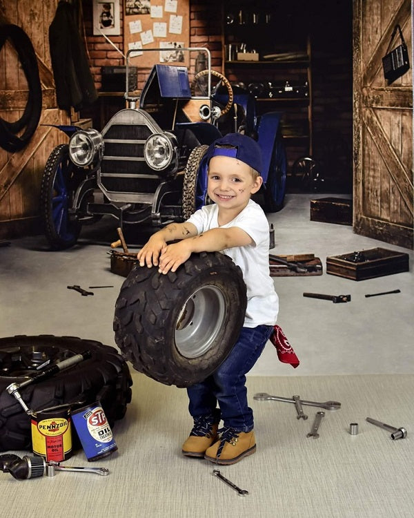 Kate Father's Day Garage Car Workshop Backdrop for Boy Photography -UK