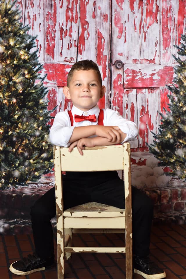 Kate Retro Red Wooden Door Christmas Backdrop Designed by Pamela Gross Hughes -UK