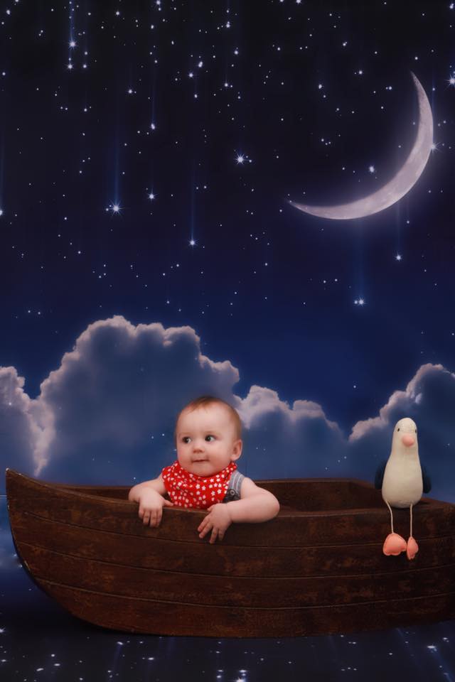 Kate Night Sky with Moon and Cloud Children Backdrop for Photography -UK