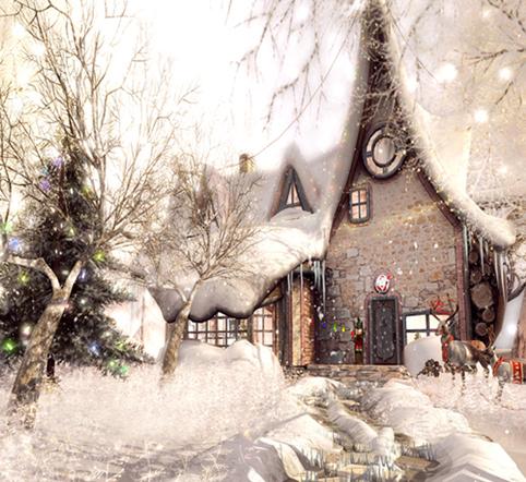 Katebackdrop£ºKate Merry Christmas Photography Backdrop Theme Tree fairy tale house