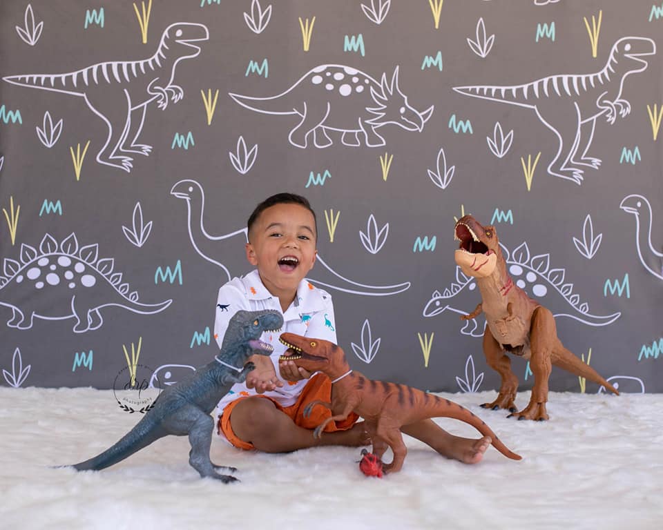 Kate Gray White Small Dinosaur Backdrop Designed by Amanda Moffatt -UK