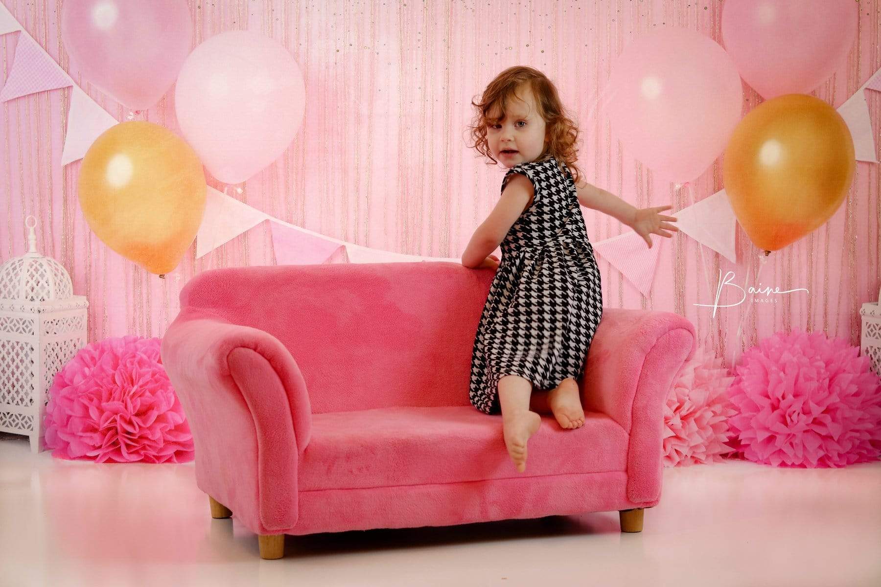 Kate Pink and Gold Birthday Glitter Backdrop for Photography -UK
