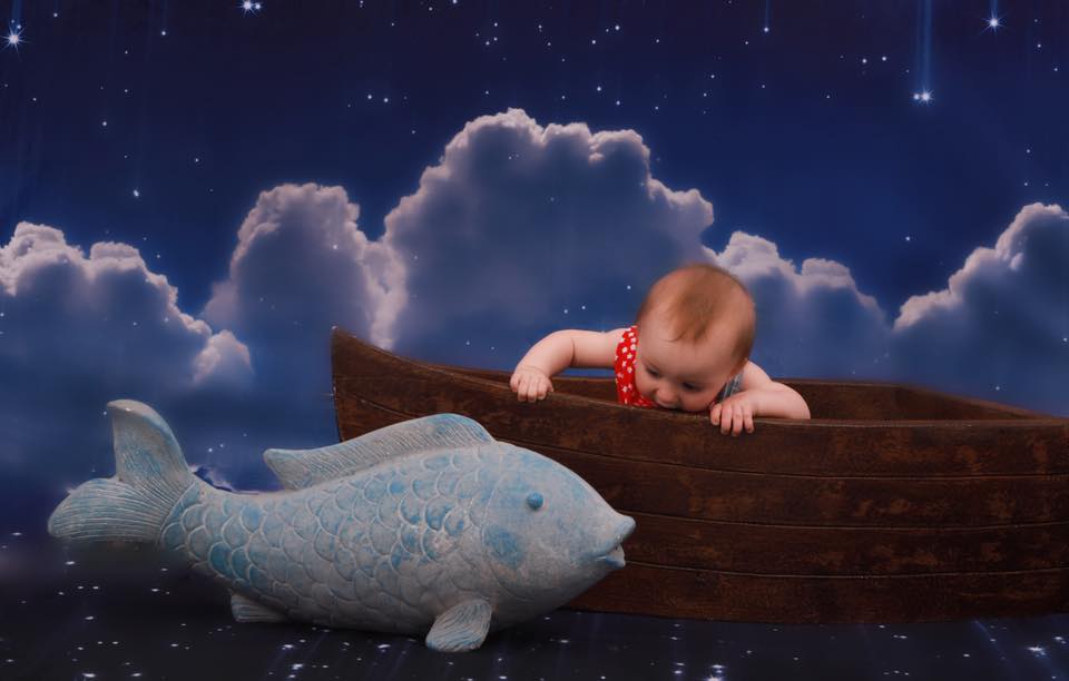 Kate Night Sky with Moon and Cloud Children Backdrop for Photography -UK