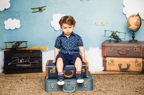 Kate Come Fly with Me Cloud Back to School Children Backdrop for Photography Designed by Erin Larkins