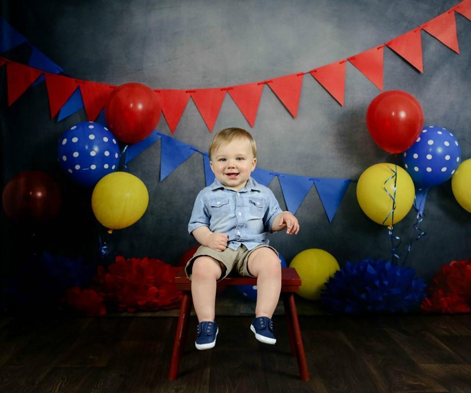 Kate Primary Party with Balloons Backdrop for Children Photography Designed By Tyna Renner -UK