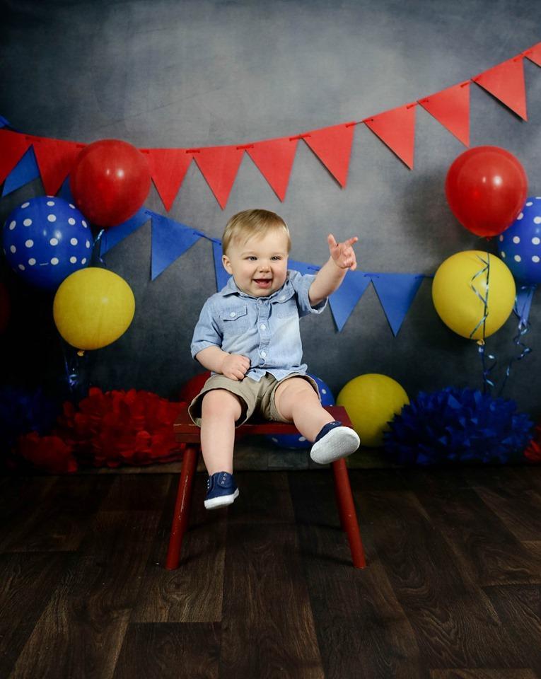 Kate Primary Party with Balloons Backdrop for Children Photography Designed By Tyna Renner -UK