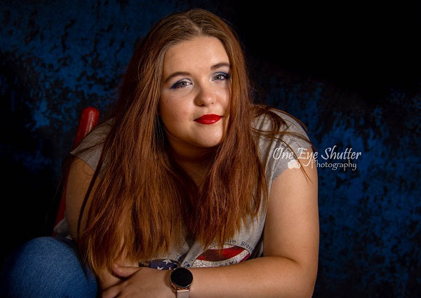 Kate Dark Cold Black-Blue Abstract Texture Backdrop for Portrait Photography -UK