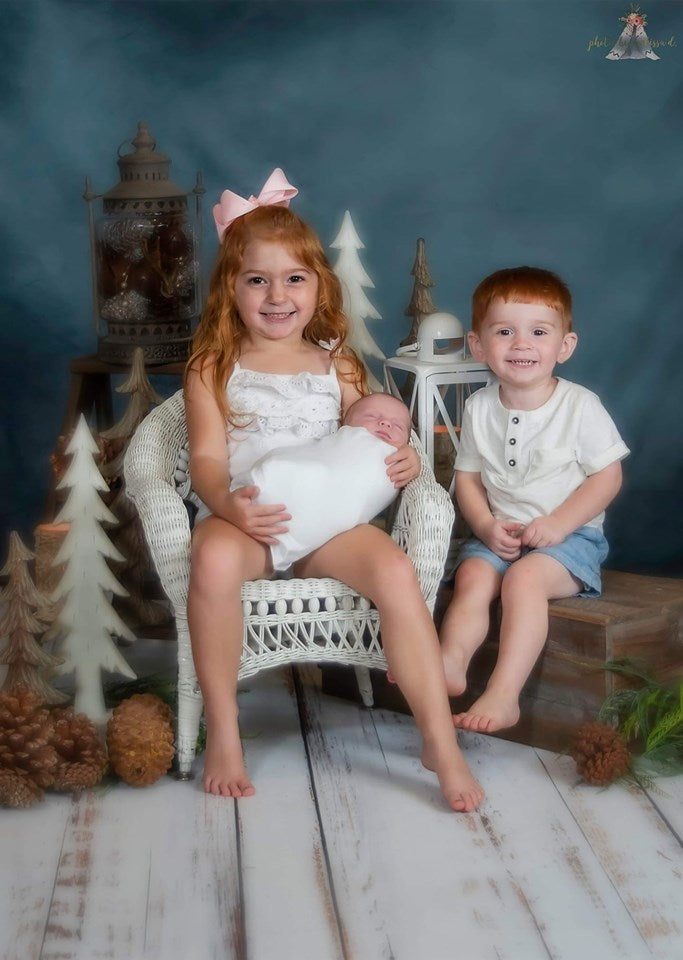 Kate Fine Art CadetBlue with Flowers Abstract Backdrop for Photography Designed By Jerry_Sina -UK