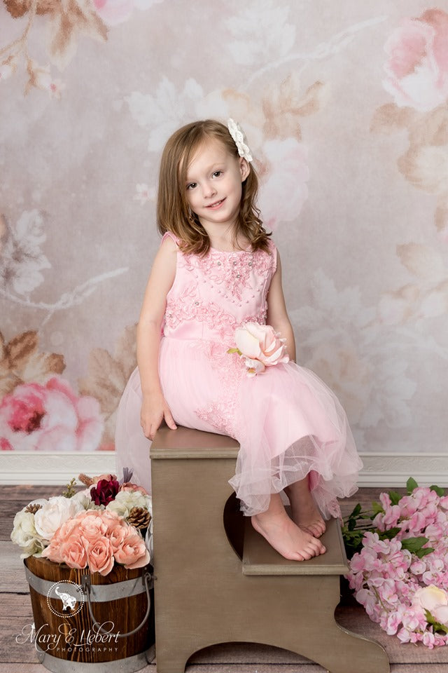 Kate Wedding Retro Old Blurring Flowers Backdrop for Photography Designed by JFCC -UK