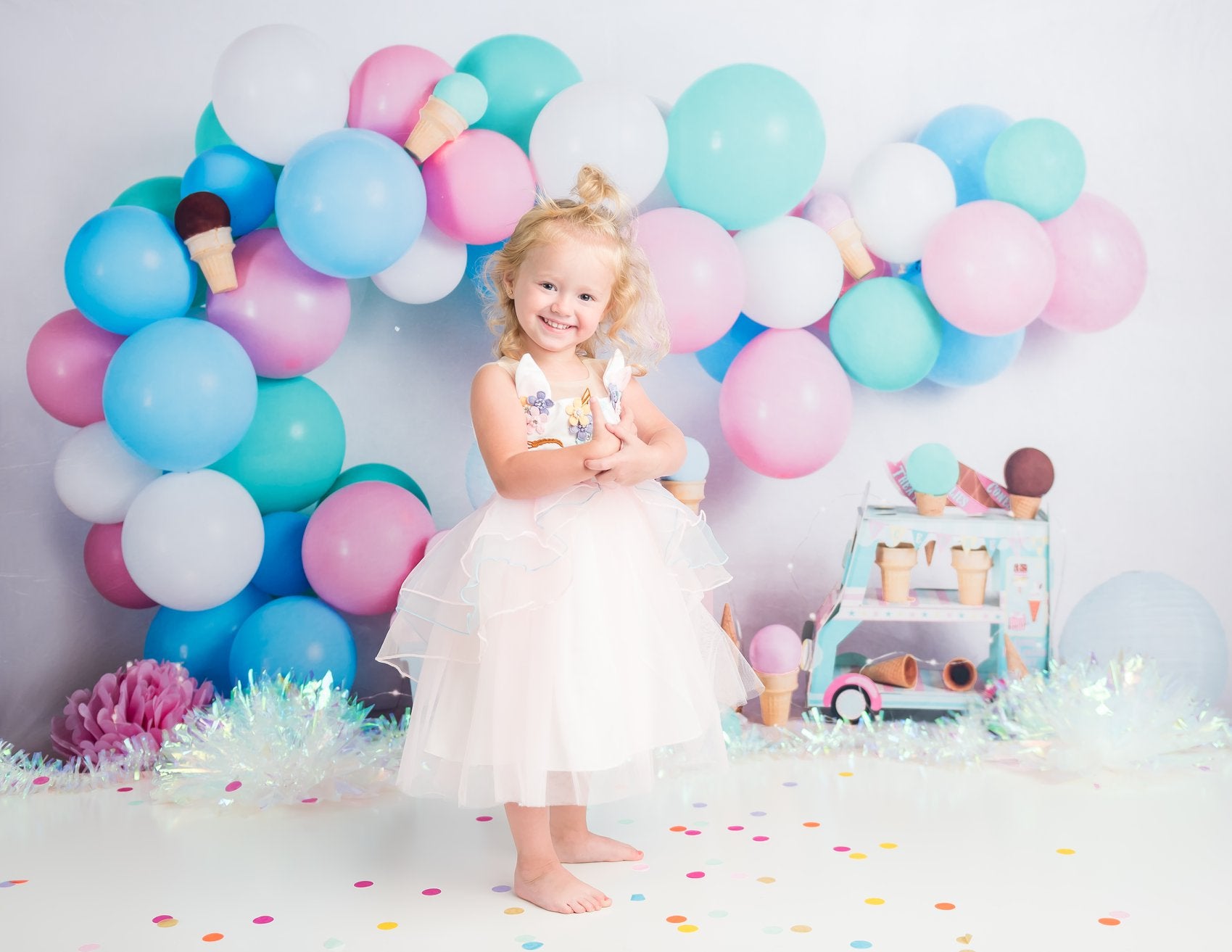 Kate Summer Ice-cream Balloons Backdrop Designed by Megan Leigh Photography -UK