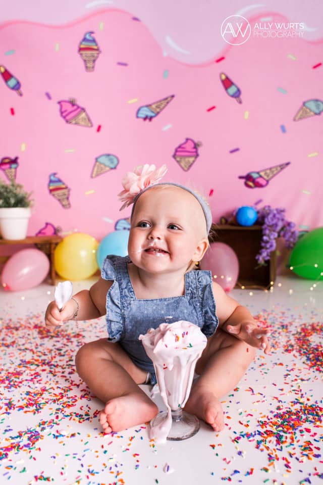 Kate Ice Cream Summer Pink Backdrop Designed by JFCC -UK