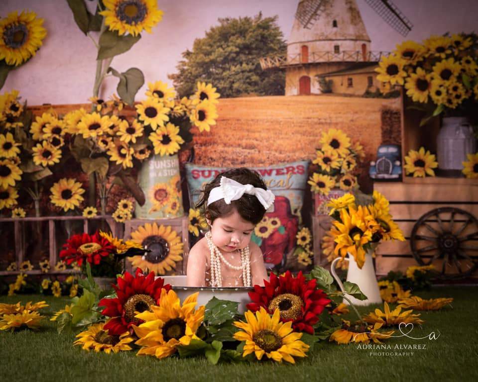 Kate Summer Sunflower Autumn Farm Field Backdrop -UK