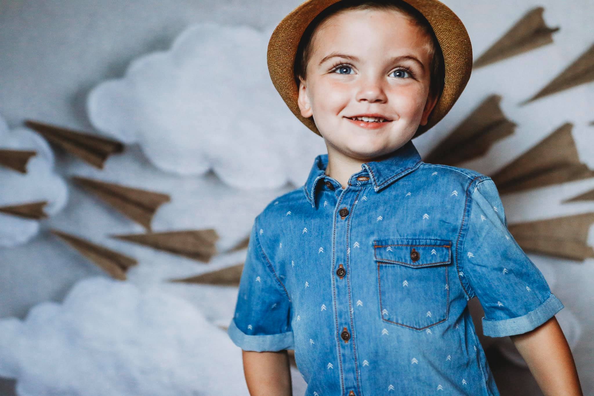 Kate Paper Airplane with Clouds Children Backdrop for Photography Designed by Danette Kay Photography -UK