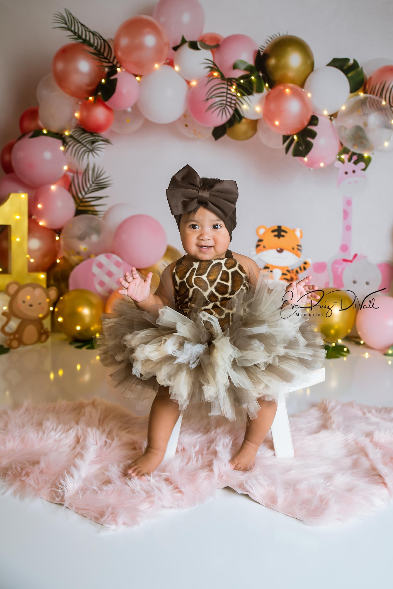 Kate Pink Safari Balloons Birthday Backdrop Designed by Megan Leigh Photography -UK