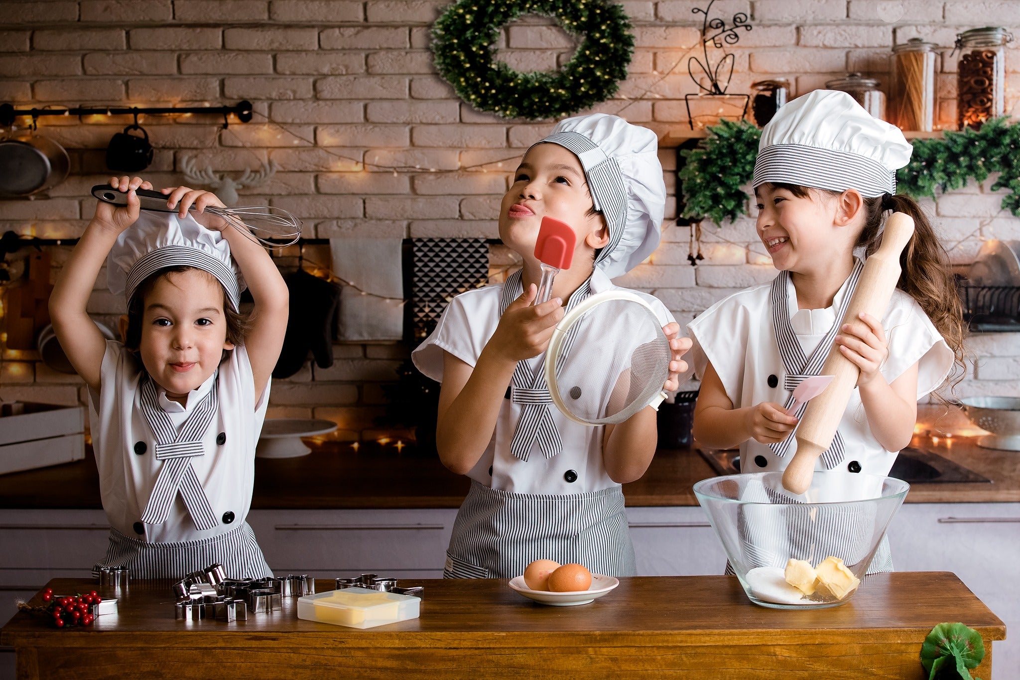 Kate White Wall Christmas Kitchen Backdrop Designed By Jerry_Sina -UK