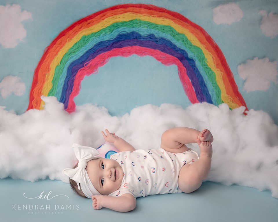 Kate Rainbows and Clouds Children Backdrop for Photography Designed by Erin Larkins -UK