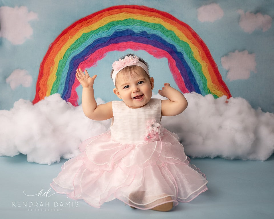 Kate Rainbows and Clouds Children Backdrop for Photography Designed by Erin Larkins -UK