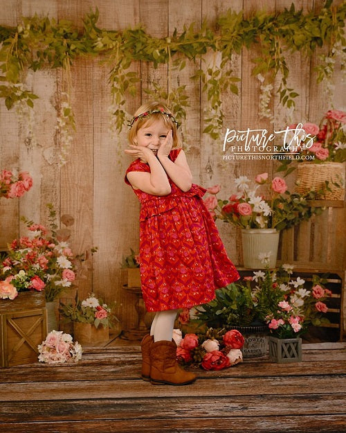 Kate Pink Floral Wooden Spring/Mother's Day Backdrop Designed by Jia Chan Photography -UK