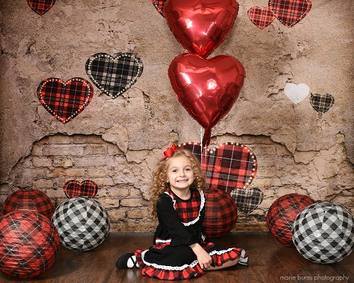 Kate Valentine's Day Love Heart Damaged Wall Backdrop for Photography Designed by JFCC -UK