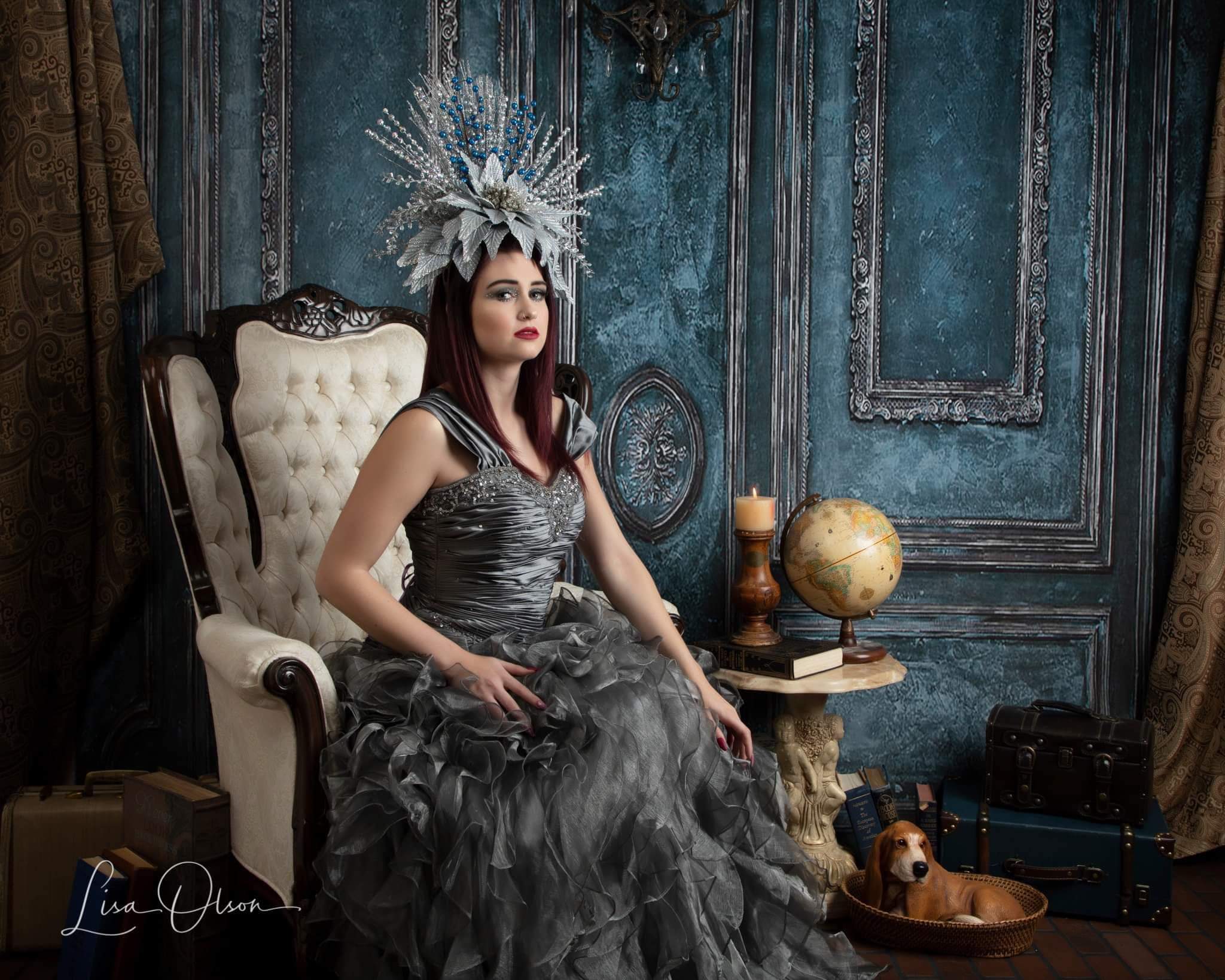 Kate Retro Deep Blue Wall Door Photography Backdrops Wedding -UK