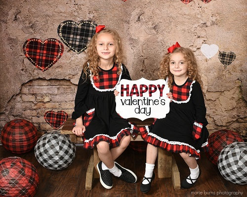 Kate Valentine's Day Love Heart Damaged Wall Backdrop for Photography Designed by JFCC -UK