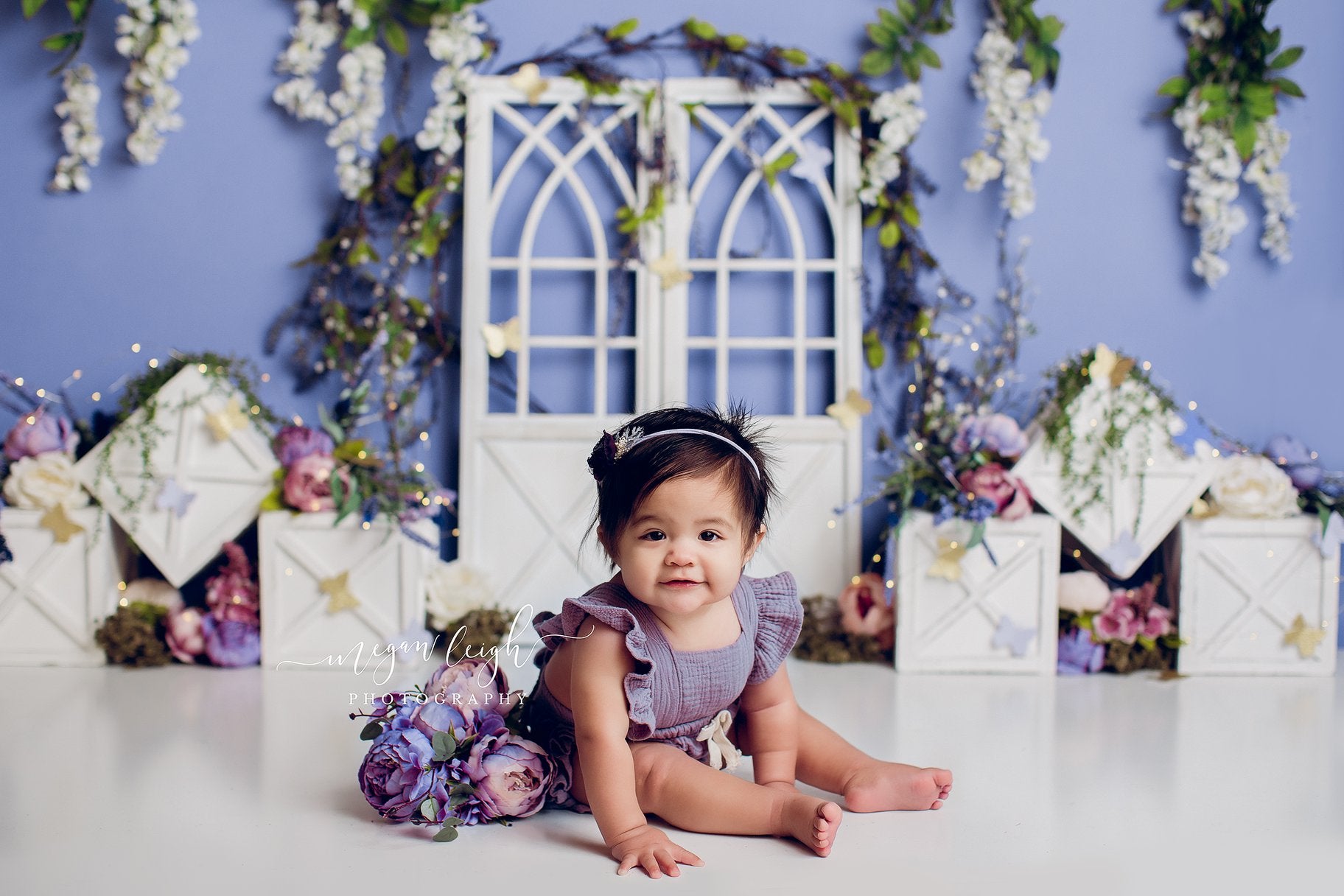 Kate Spring Blue Floral Decoration Backdrop Designed by Megan Leigh Photography -UK