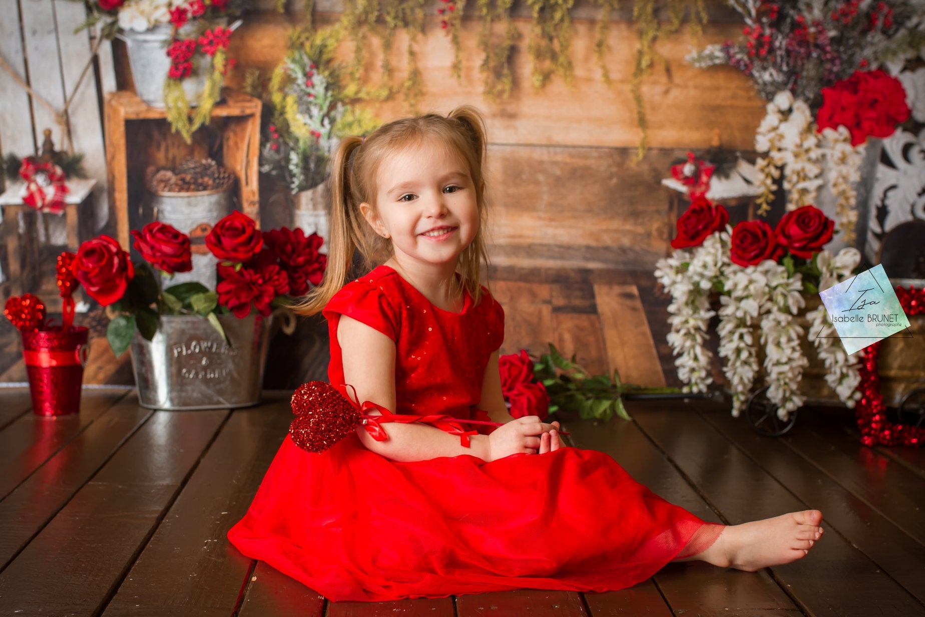 Kate Christmas Valentines Floral Rustic Backdrop Designed By Arica Kirby -UK